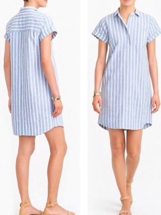 J. Crew Dresses & Skirts - J. Crew XL Linen Shirt Dress Blue White Striped